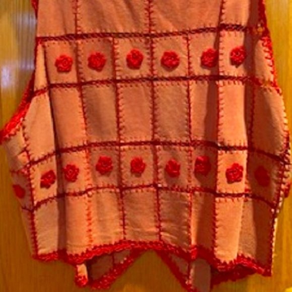 NWOT Michael Mims Kathy Cole 100% Leather Suede Red/Pink V-Neck Vest Sz: 1X - Picture 5 of 8